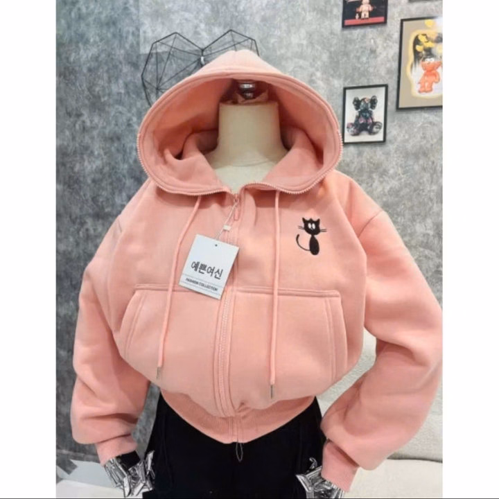 Áo Khoác Nỉ Dệt 2 Lớp Xk Thêu Logo Mèo Unsiex Nữ , Mặc Chống Nắng , Tay Có Xỏ Ngón Siêu Hot - Tp95 - Ảnh 6