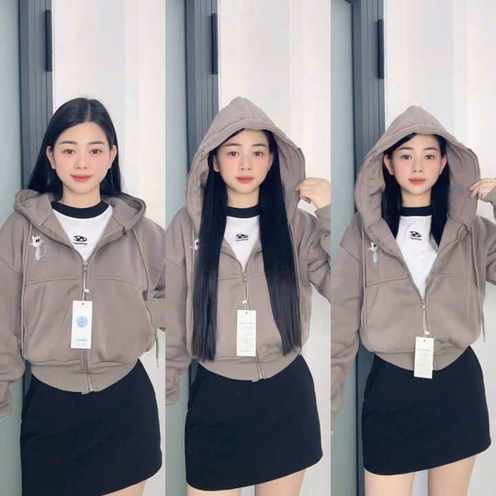 Áo Khoác Nỉ Dệt 2 Lớp Xk Thêu Logo Mèo Unsiex Nữ , Mặc Chống Nắng , Tay Có Xỏ Ngón Siêu Hot - Tp95 - Ảnh 8