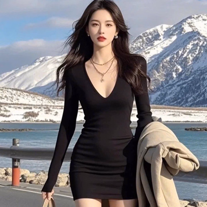 Đầm Thun Tăm Gân Ôm Body Tay Dài Tb64Re-Nana House - Ảnh 3