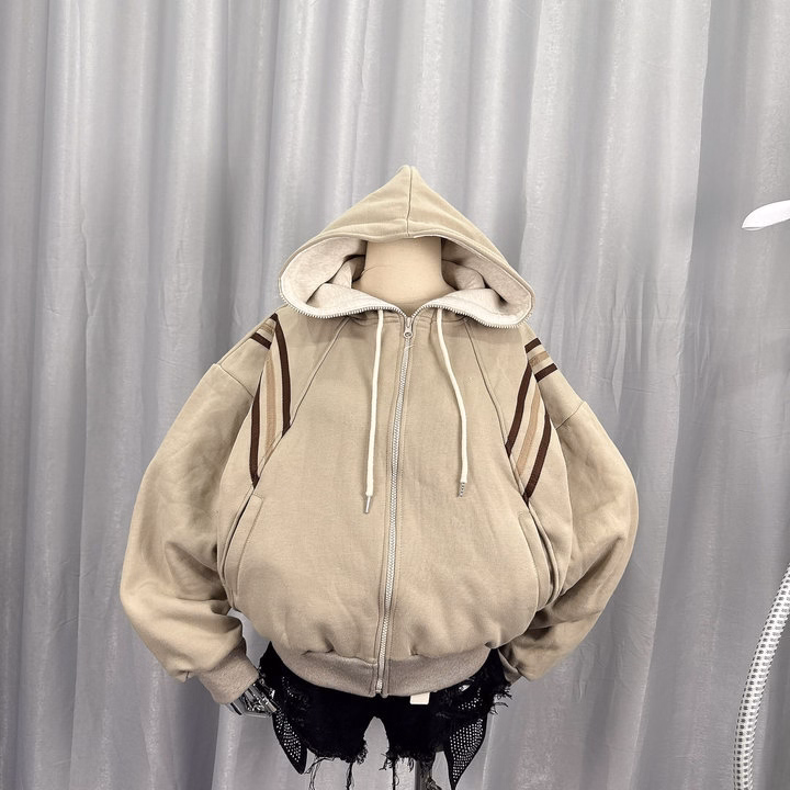 Áo Khoác Hoodie Nỉ Nam Nữ Có Nón Thiết Kế 3 Sọc Ngang Ở Tay - Htm Fashion - Ảnh 5