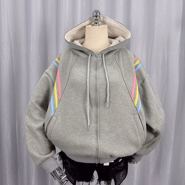 Áo Khoác Hoodie Nỉ Nam Nữ Có Nón Thiết Kế 3 Sọc Ngang Ở Tay - Htm Fashion - Ảnh 2
