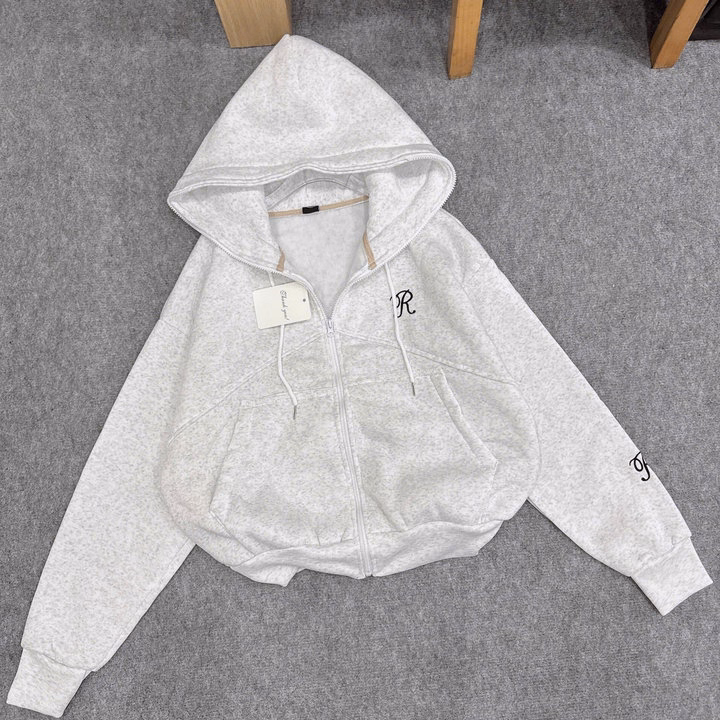 Áo Khoác Hoodie Nam Nữ Form Rộng Thêu Chữ R Thiết Kế Khóa Kéo Full Nón - Htm Fashion