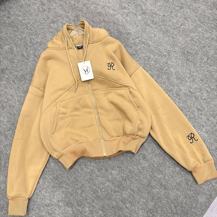 Áo Khoác Hoodie Nam Nữ Form Rộng Thêu Chữ R Thiết Kế Khóa Kéo Full Nón - Htm Fashion - Ảnh 9