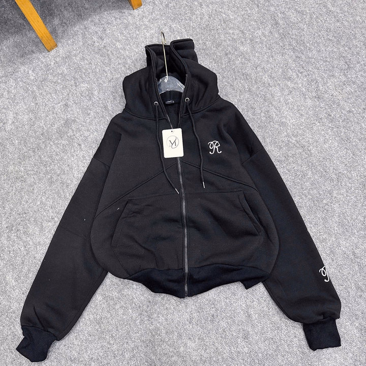 Áo Khoác Hoodie Nam Nữ Form Rộng Thêu Chữ R Thiết Kế Khóa Kéo Full Nón - Htm Fashion - Ảnh 7