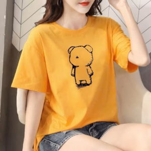Áo Thun Nữ In Hình Gấu Dễ Thương Form Rộng Cotton Mềm Mại Phong Cách