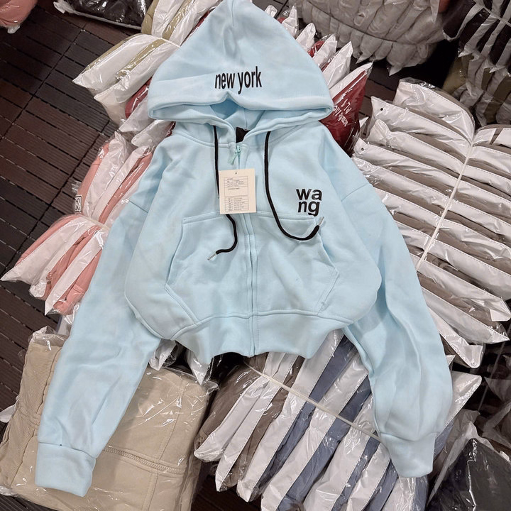 Áo Hoodie Nữ Croptop Dáng Lửng In Chữ New Your Ở Nón - Htm Fashion - Ảnh 4