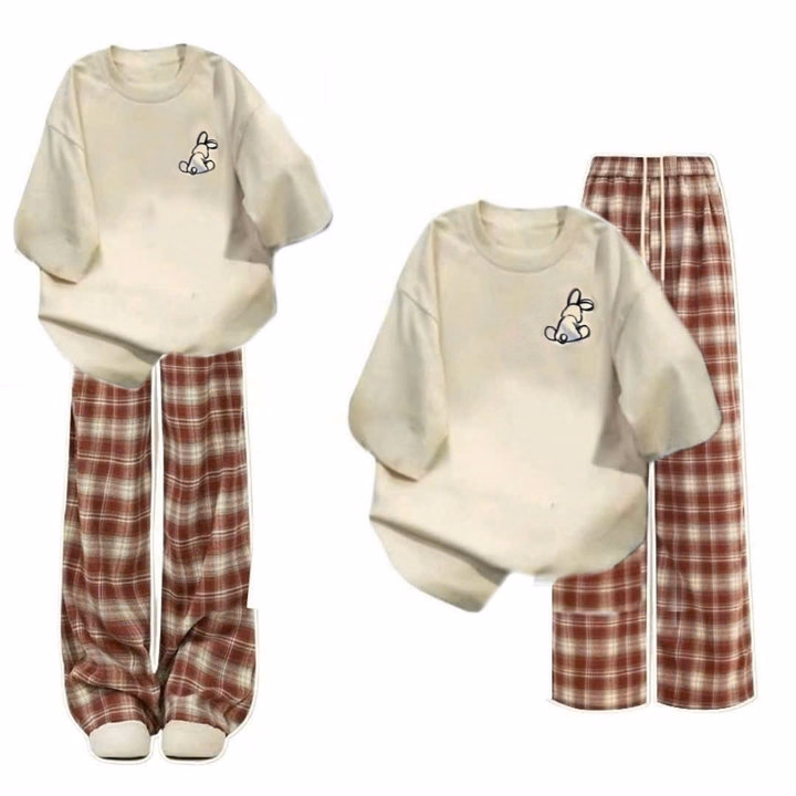 Tổng Hợp Set Bộ Quần Suông+Mix Áo Phông Mẫu Mới Chất Cotton- In Hình Thỏ - Ảnh 12