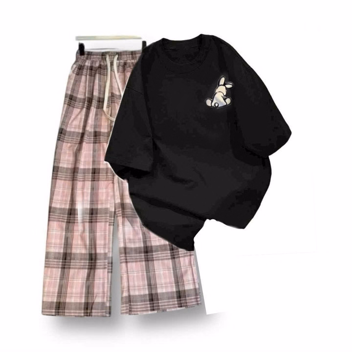 Tổng Hợp Set Bộ Quần Suông+Mix Áo Phông Mẫu Mới Chất Cotton- In Hình Thỏ - Ảnh 15