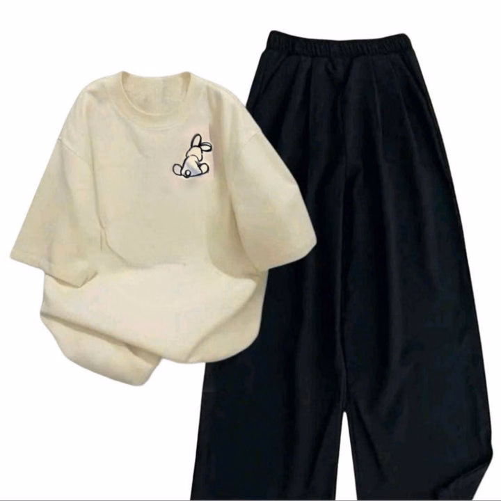 Tổng Hợp Set Bộ Quần Suông+Mix Áo Phông Mẫu Mới Chất Cotton- In Hình Thỏ - Ảnh 8