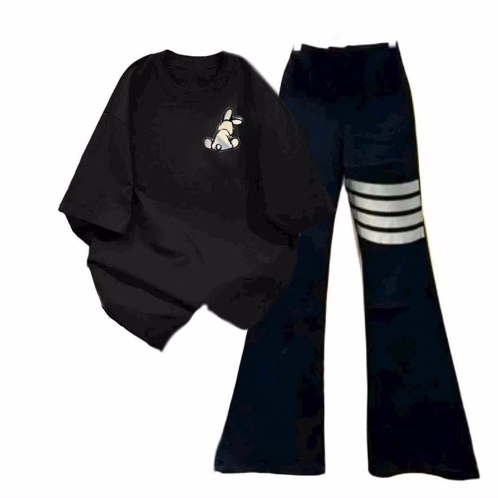 Tổng Hợp Set Bộ Quần Suông+Mix Áo Phông Mẫu Mới Chất Cotton- In Hình Thỏ - Ảnh 2