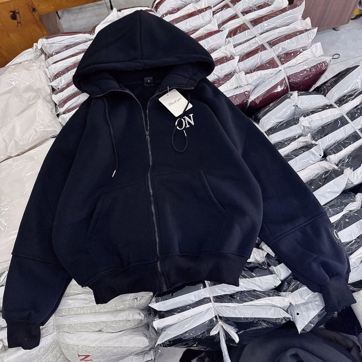 Áo Khoác Nỉ Boxy Chất Nỉ Dày Mịn Thêu On Có Nón - Htm Fashion - Ảnh 5