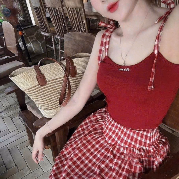 Set Áo 2 Dây Phối Chân Váy Caro Dáng Xòe Tb90Mk-Nana House - Ảnh 4