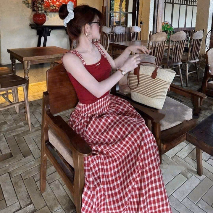 Set Áo 2 Dây Phối Chân Váy Caro Dáng Xòe Tb90Mk-Nana House - Ảnh 3