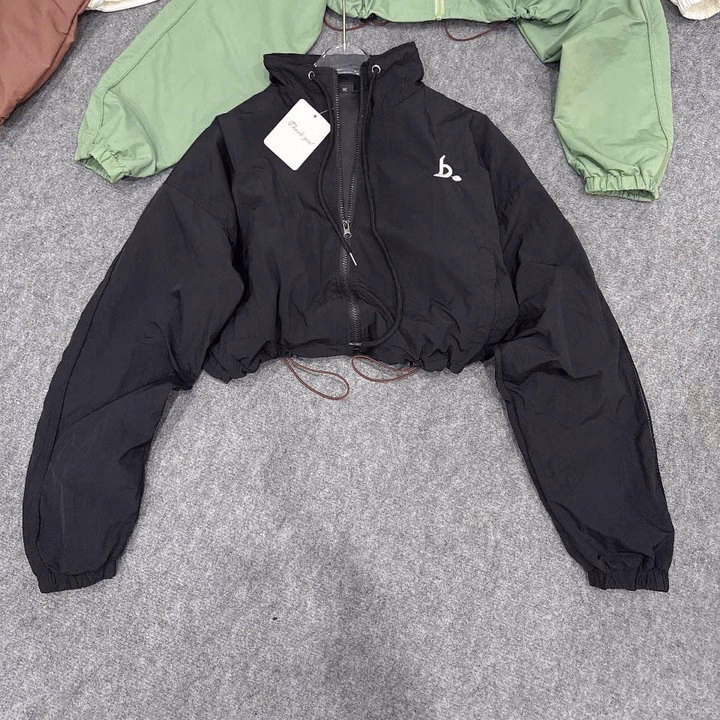 Áo Khoác Gió Nữ Croptop 2 Lớp Thêu Chữ B. Vải Gió Nhăn Cản Gió,Chống Tia Uv,Trẻ Trung,Năng Động - Ảnh 6