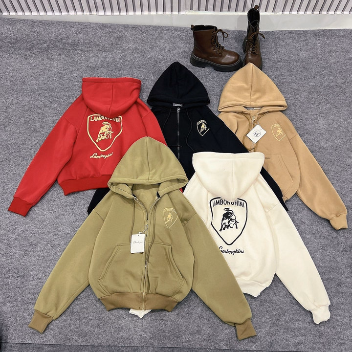 Áo Khoác Nỉ Nam Nữ Có Nón Thiết Kế Khóa Kéo In Ferrari - Htm Fashion