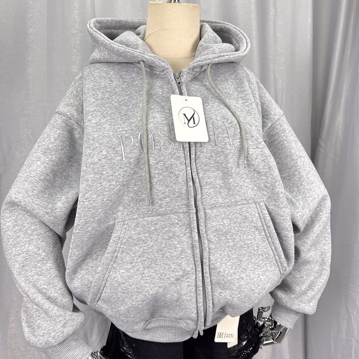 Áó Khoác Nỉ Nam Nữ Có Nón Form Rộng Thêu Posttive - Htm Fashion - Ảnh 7