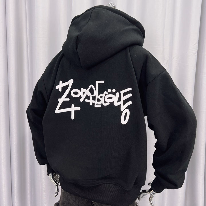 Áo Khoác Hoodie Nam Nữ Có Nón In Chữ Ở Ngực Và Sau Áo - Htm Fashion - Ảnh 4