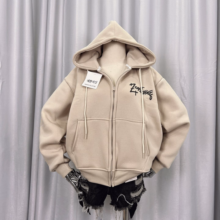 Áo Khoác Hoodie Nam Nữ Có Nón In Chữ Ở Ngực Và Sau Áo - Htm Fashion - Ảnh 5
