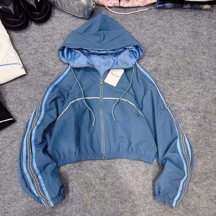 Áo Khoác Dù Nhăn Nữ 2 Lớp Form Lửng Phối Viền Có Dây Rút Tp56 - Phương Store