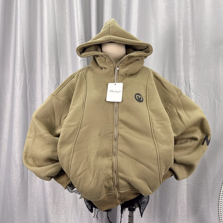 Áo Khoác Nỉ Có Nón Thêu Chữ M Thiết Kế Cổ Áo Cao Che Mặt Chống Nắng Tốt - Htm Fashion - Ảnh 5