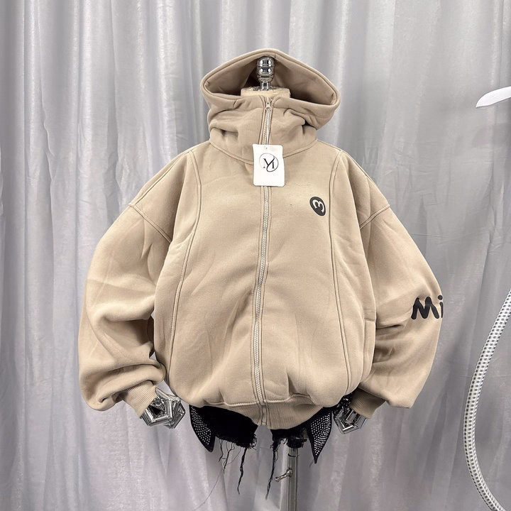 Áo Khoác Nỉ Có Nón Thêu Chữ M Thiết Kế Cổ Áo Cao Che Mặt Chống Nắng Tốt - Htm Fashion - Ảnh 6