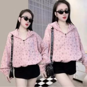 Áo Khoác Dù Nhẹ Nữ 2 Lớp Có Mũ Chống Nắng Trơn, Áo Khoác Gió Nữ [T92] In Hoa Nhí 3D
