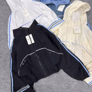 [T87] Áo Khoác Dù Nhăn 2 Lớp Chạy Mí Viền Sọc Tay Form Lửng Nữ , Tay Phồng Xinh Chống Nắng Tốt