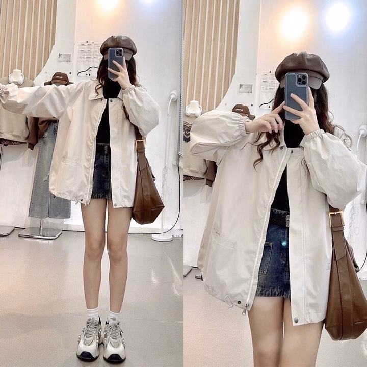 Áo Khoác Dù Mero 2 Lớp Cổ Bẻ Thiết Kế Khóa Kéo Phối 2 Túi Phía Trước - Htm Fashion - Ảnh 2