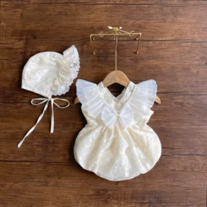 Set Body Ren Nơ Lưới Kèm Mũ Cột Dây Cho Bé Gái Sơ Sinh 1 2 Tuổi Từ 3-11Kg Dành Cho Bé Gái