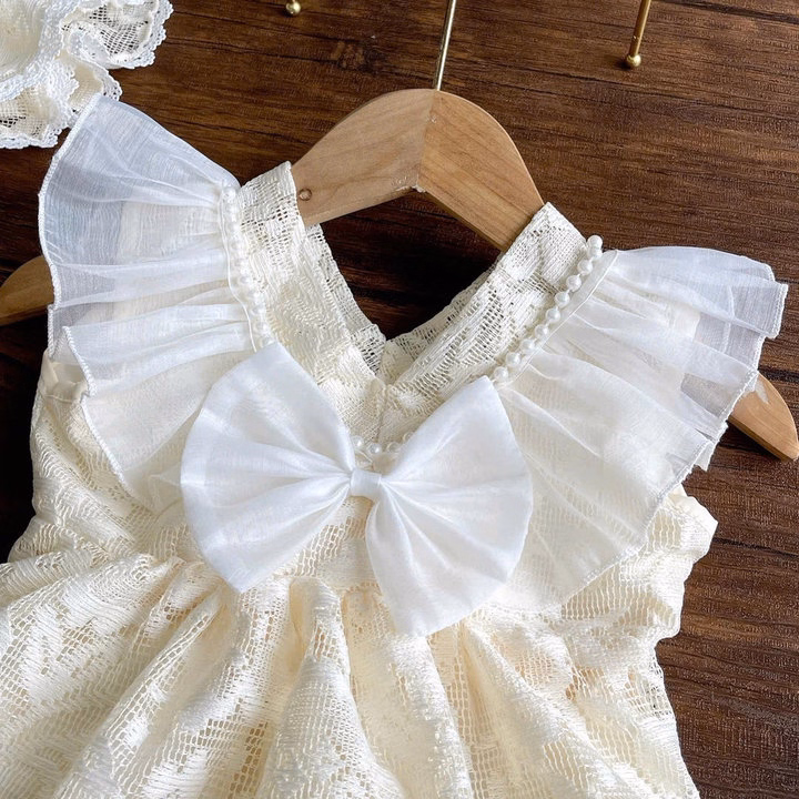 Set Body Ren Nơ Lưới Kèm Mũ Cột Dây Cho Bé Gái Sơ Sinh 1 2 Tuổi Từ 3-11Kg Dành Cho Bé Gái - Ảnh 4