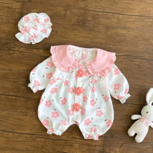 Set Body Tay Dài Hoa Đính Hoa Len Kèm Nón Cho Bé Gái Sơ Sinh 1 2 Tuổi Từ 3-11Kg Dành Cho Bé Gái