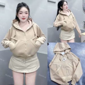 Áo Khoác Nỉ Có Nón Thiết Kế Khóa Kéo Full Nón Có Túi Trong Tay Xỏ Ngón - Htm Fashion