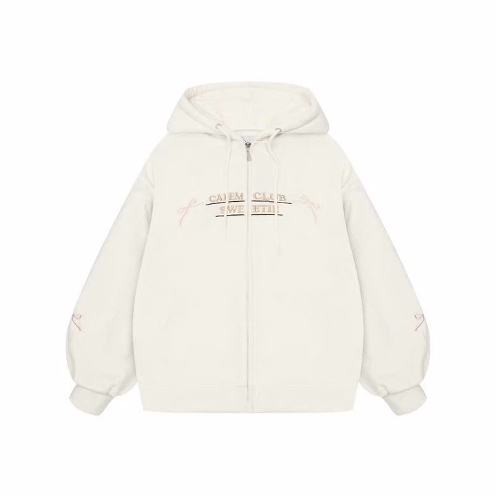 Áo Khoác Nỉ Hoodie Zip Thêu Nơ Clem Tay Phồng Form Rộng Gu82Lo- Sam Store - Ảnh 5