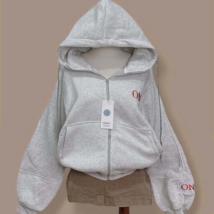 Áo Khoác Nỉ Unisex Nam Nữ Form Boxy Thêu Chữ On Có Túi Trong Tp390 - Golden Dream - Ảnh 2