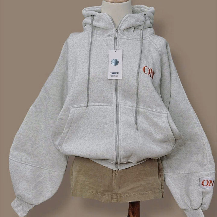 Áo Khoác Nỉ Unisex Nam Nữ Form Boxy Thêu Chữ On Có Túi Trong Tp390 - Golden Dream - Ảnh 3