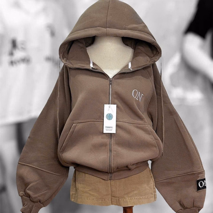 Áo Khoác Nỉ Unisex Nam Nữ Form Boxy Thêu Chữ On Có Túi Trong Tp390 - Golden Dream - Ảnh 8