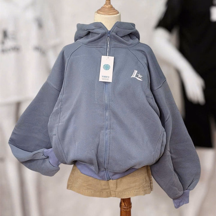 Áo Khoác Nỉ Dày Dặn Unisex Anm Nữ Thêu Chữ L Sao Form Boxy Đẹp Tp409 - Golden Dream - Ảnh 7