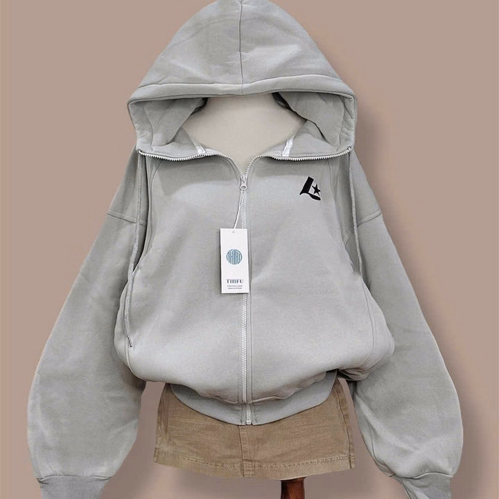 Áo Khoác Nỉ Dày Dặn Unisex Anm Nữ Thêu Chữ L Sao Form Boxy Đẹp Tp409 - Golden Dream - Ảnh 2