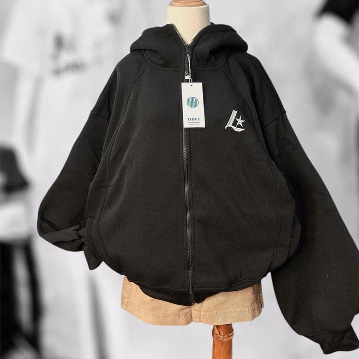 Áo Khoác Nỉ Dày Dặn Unisex Anm Nữ Thêu Chữ L Sao Form Boxy Đẹp Tp409 - Golden Dream - Ảnh 3