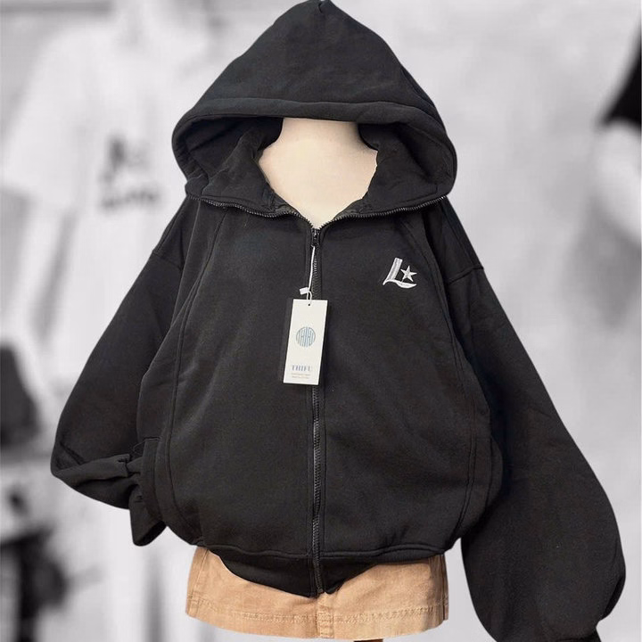 Áo Khoác Nỉ Dày Dặn Unisex Anm Nữ Thêu Chữ L Sao Form Boxy Đẹp Tp409 - Golden Dream - Ảnh 6