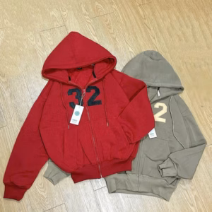 Áo Khoác Nỉ Nữ Thêu Số 32 Tay Phồng Mũ Rộng Chống Nắng Tốt Tp797