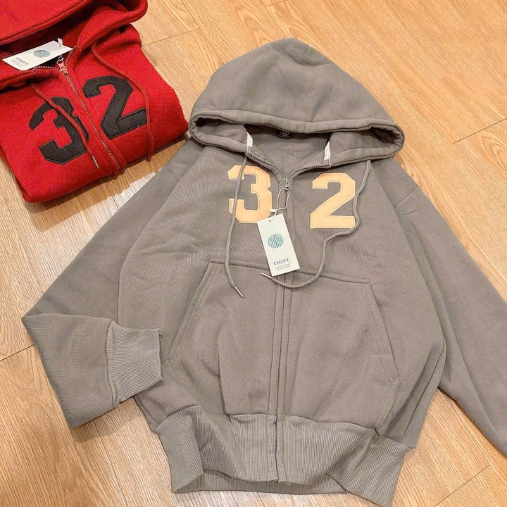 Áo Khoác Nỉ Nữ Thêu Số 32 Tay Phồng Mũ Rộng Chống Nắng Tốt Tp797 - Ảnh 4