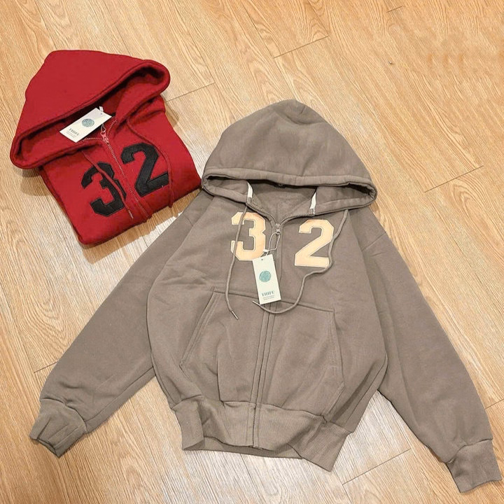 Áo Khoác Nỉ Nữ Thêu Số 32 Tay Phồng Mũ Rộng Chống Nắng Tốt Tp797 - Ảnh 5