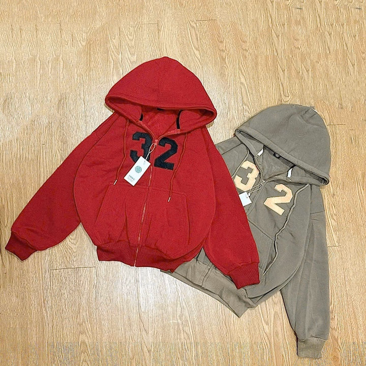 Áo Khoác Nỉ Nữ Thêu Số 32 Tay Phồng Mũ Rộng Chống Nắng Tốt Tp797 - Ảnh 6