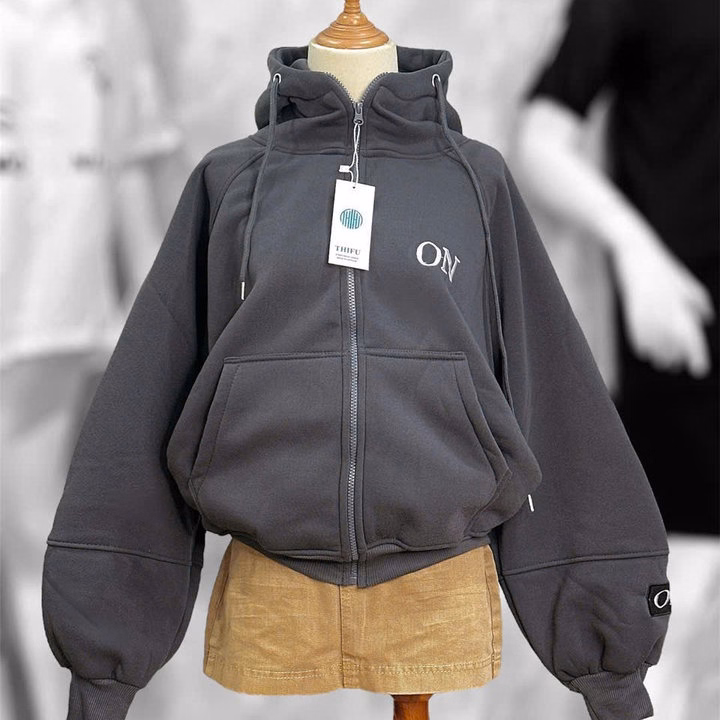 Áo Khoác Nỉ Dày Dặn Unisex Nam Nữ Thêu Chữ On Tay Form Boxy Tp433 - Phương Store - Ảnh 8