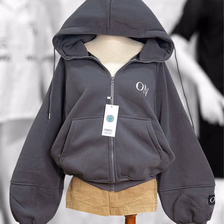 Áo Khoác Nỉ Dày Dặn Unisex Nam Nữ Thêu Chữ On Tay Form Boxy Tp433 - Phương Store - Ảnh 6