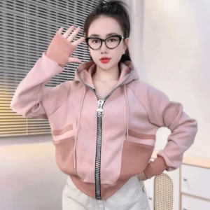 Áo Khoác Nữ Thiết Kế Khóa Kéo To Có Túi Trong Tay Sỏ Ngón Có Nón Chống Nắng - Htm Fashion