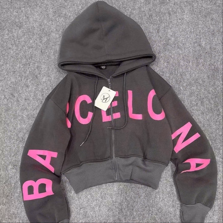 Áo Khoác Nỉ Dệt In Chữ Craptop Hoodie Dây Kéo Nữ Form 40-60Kg Mặc Chống Nắng T95