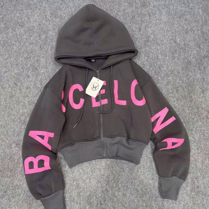 Áo Khoác Nỉ Dệt In Chữ Craptop Hoodie Dây Kéo Nữ Form 40-60Kg Mặc Chống Nắng T95 - Ảnh 5