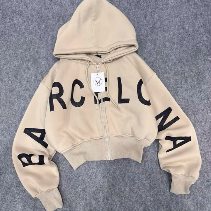 Áo Khoác Nỉ Dệt In Chữ Craptop Hoodie Dây Kéo Nữ Form 40-60Kg Mặc Chống Nắng T95 - Ảnh 8